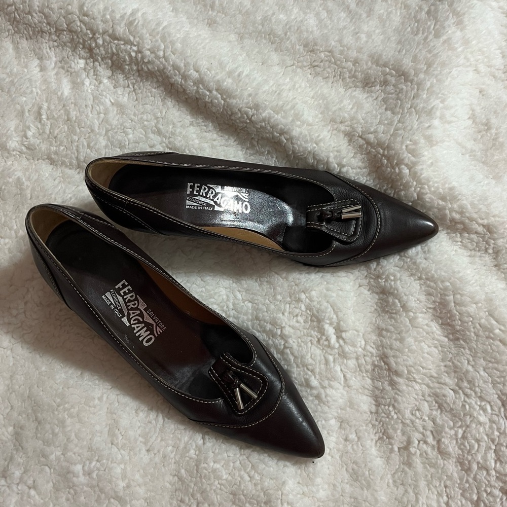 Salvatore Ferragamo Brown Leather Heels